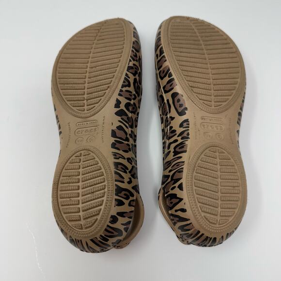 Crocs Ballet Flats Womens 6 Kadee Leopard Print Lightweight Slingback Shoes - Picture 10 of 11